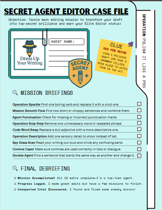 Secret Agent Editor: Case File Writing Checklist