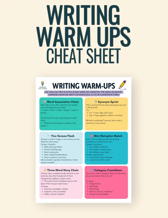 writing warm-ups cheat sheet download