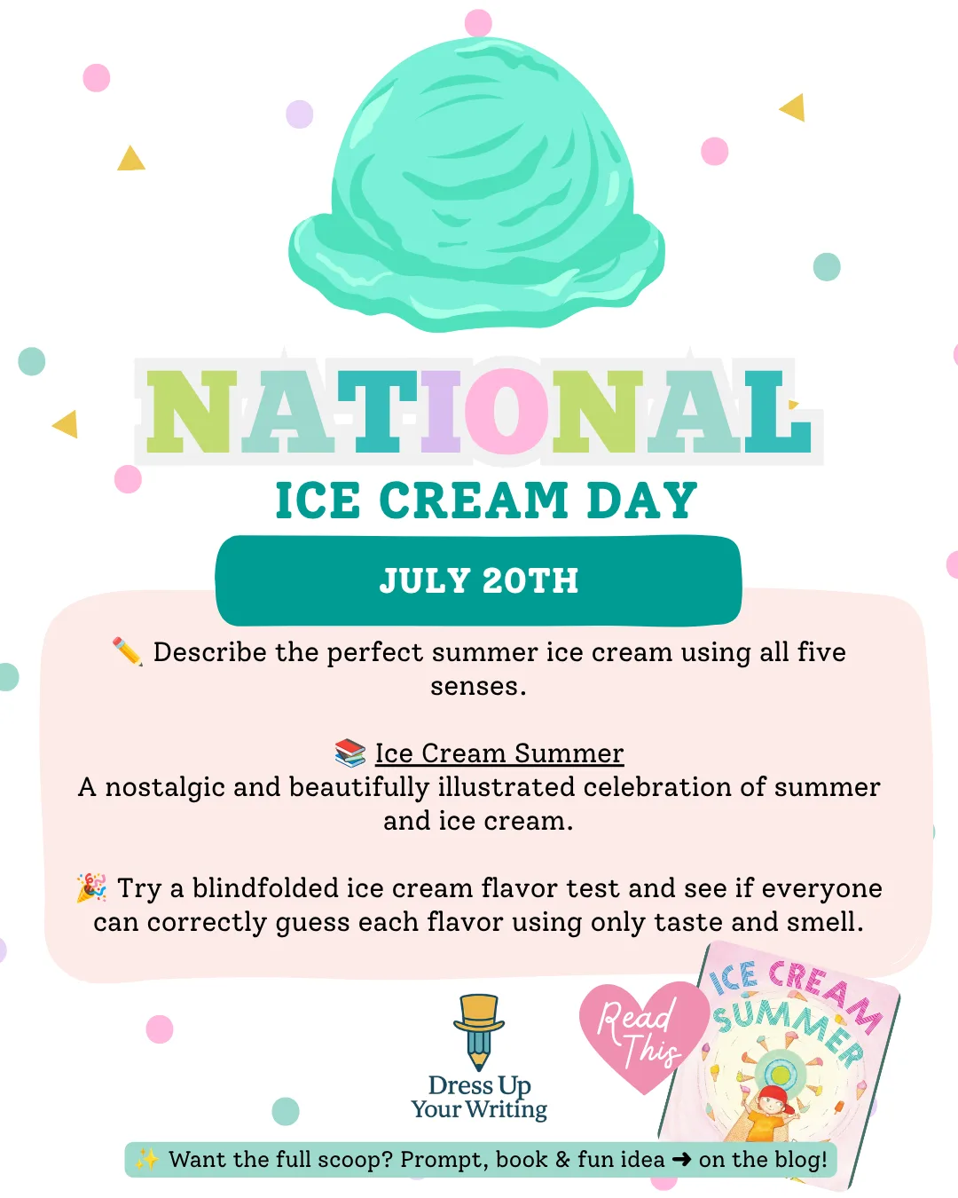 Printable lesson snapshot for National Ice Cream Day