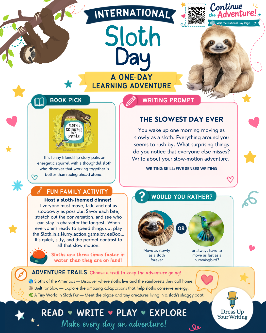 International Sloth Day Infographic Lesson Plan