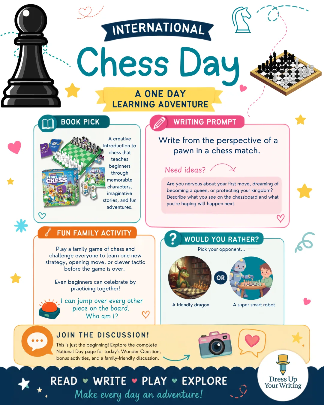 International Chess Day colorful infographic