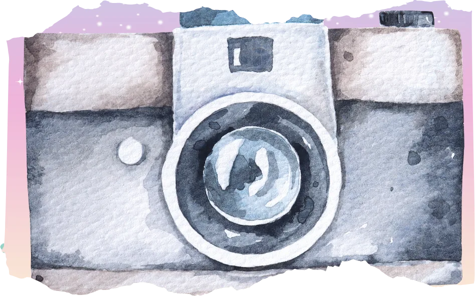 world photography day watercolor camera image on pastel background