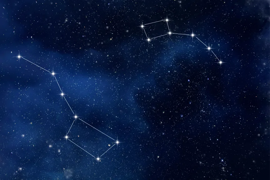 picture of night sky with big dipper and little dipper highlighted
