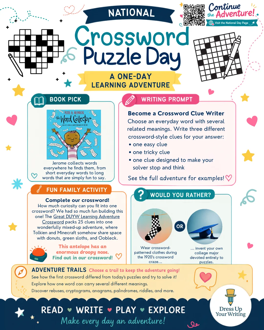 National Crossword Puzzle Day mini homeschool unit study lesson plan