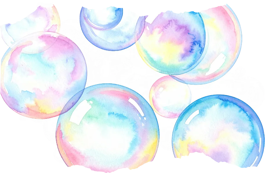 large illustrated style pastel bubbles