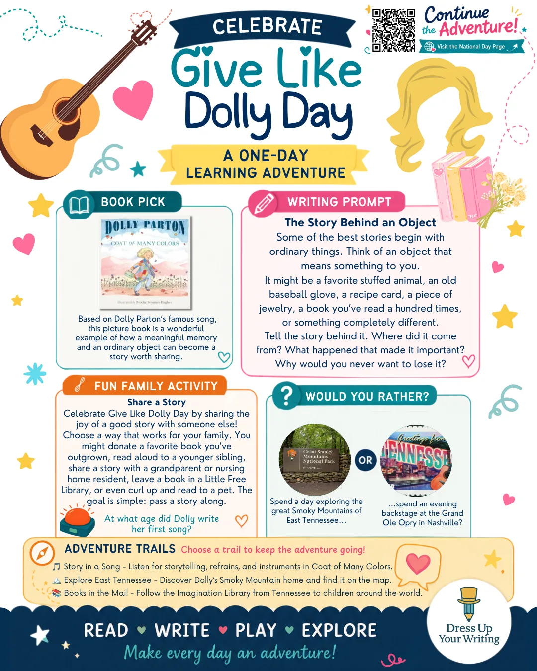 Dolly Parton themed learning day infographic