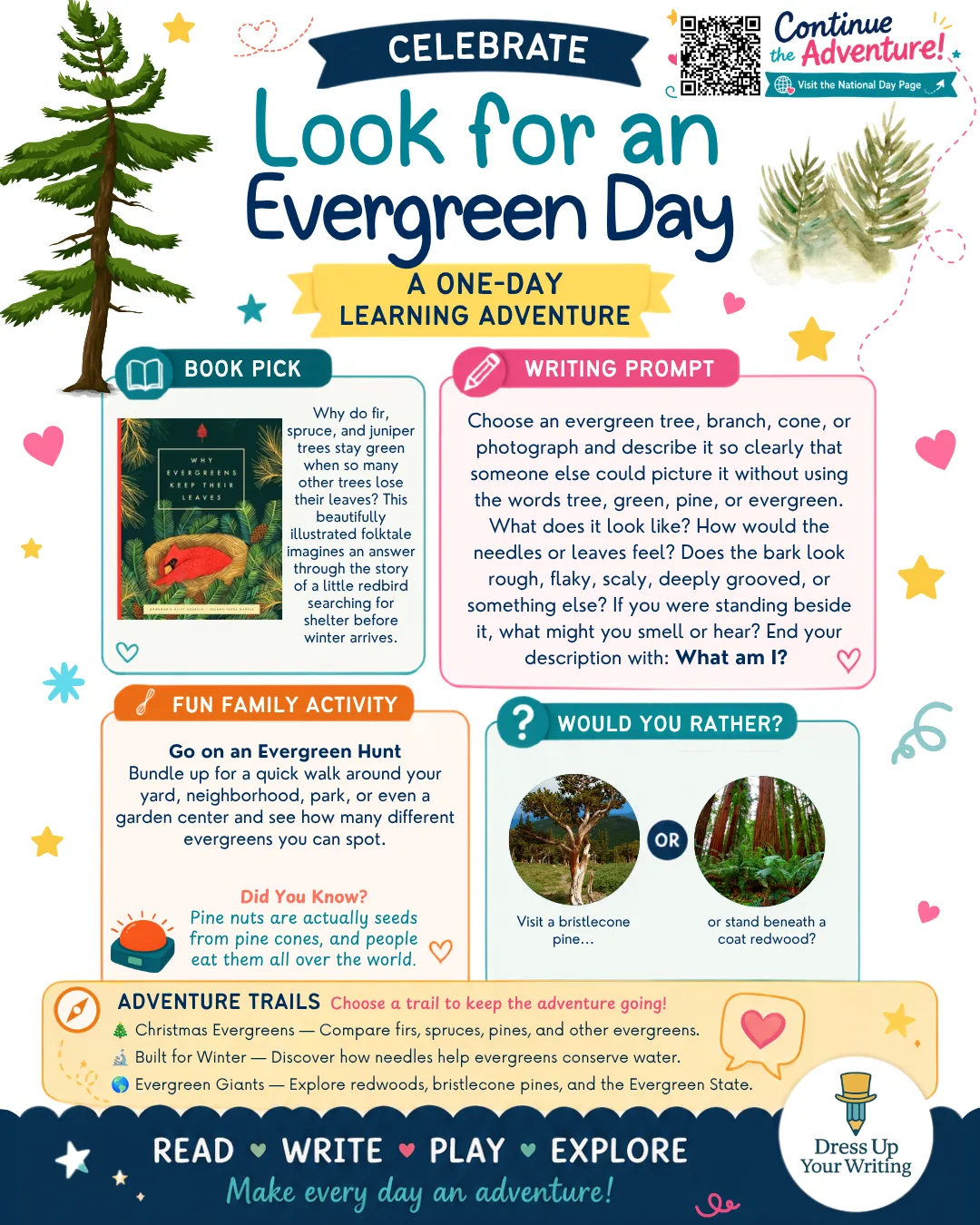 look for an evergreen day homeschool lesson plan
