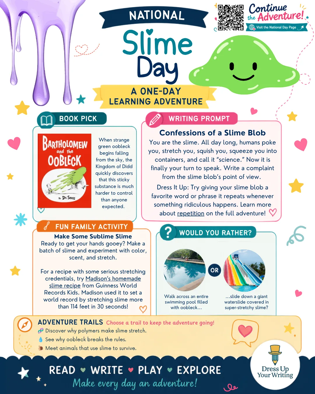 National Slime Day mini homeschool lesson plan